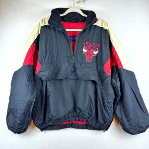 Vintage 90s Chicago Bulls Windbreaker Mens L NBA Bomber Sporty Streetwear
